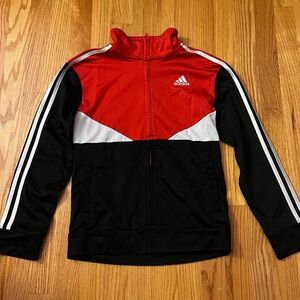 Adidas Kids Red and Black Jacket with White Accents